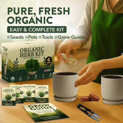 HOME GROWN Indoor Organic Herb Garden Kit, Unique Valentines Day Gift for Adults, Men, & Women,Grow 4 Herb Seeds for Kitchen Window Garden,Beginner DIY Hobby Gardening for Plant Lovers, Mom & Dad