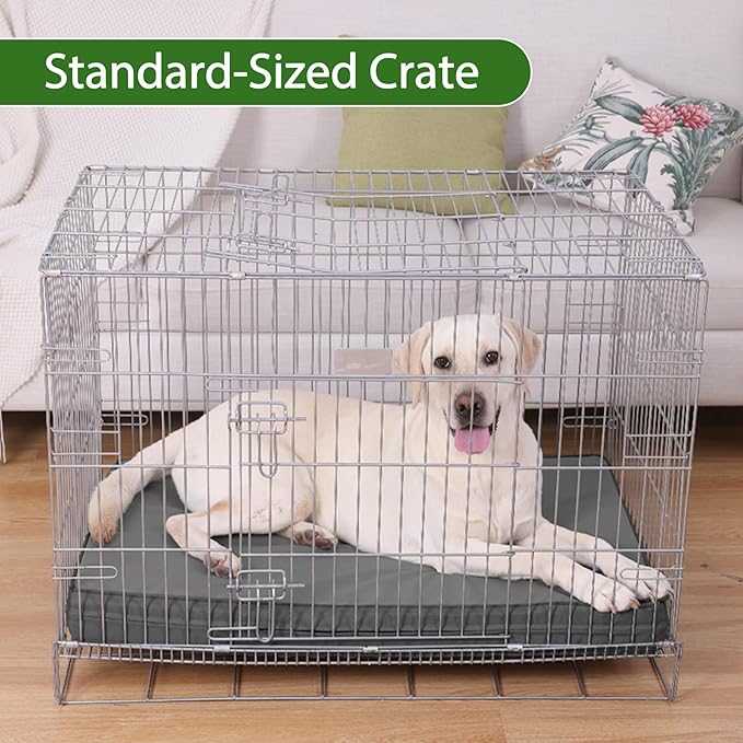Vonabem Outdoor Waterproof Large Dog Bed Washable, Cooling Wipeable Leather Pet Bed with Removable Cover Reversible, Durable Foam Orthopedic Anti-Slip Dog Pads Wipeable 36"x27" Grey