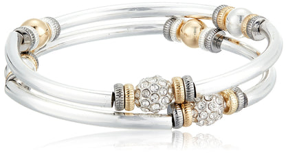 Nine West Women's Set of 2 Bangle Bracelets Tri Tone