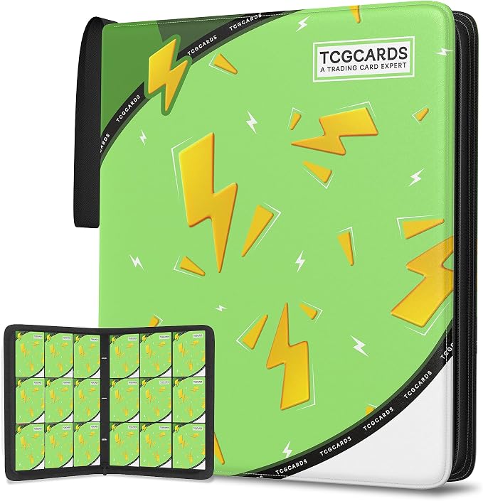 Trading Card Binder 9 Pocket,Card Binder 900 Pockets,Card Book Holder Cards with 50 Removable Sleeves,3-Ring Zip Design MTG/TCG/Sport Collectible Trading Card Albums Gifts for Boys and Girls (Green)
