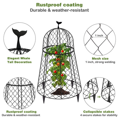 TAOMENNI 6 Packs Garden Cloches for Plants, Plant Protectors from Animals, Chicken Wire Cloche, Plant Cloche and Cage, Protection for Your Plants and Seedlings, 13" D x 20" H - Black