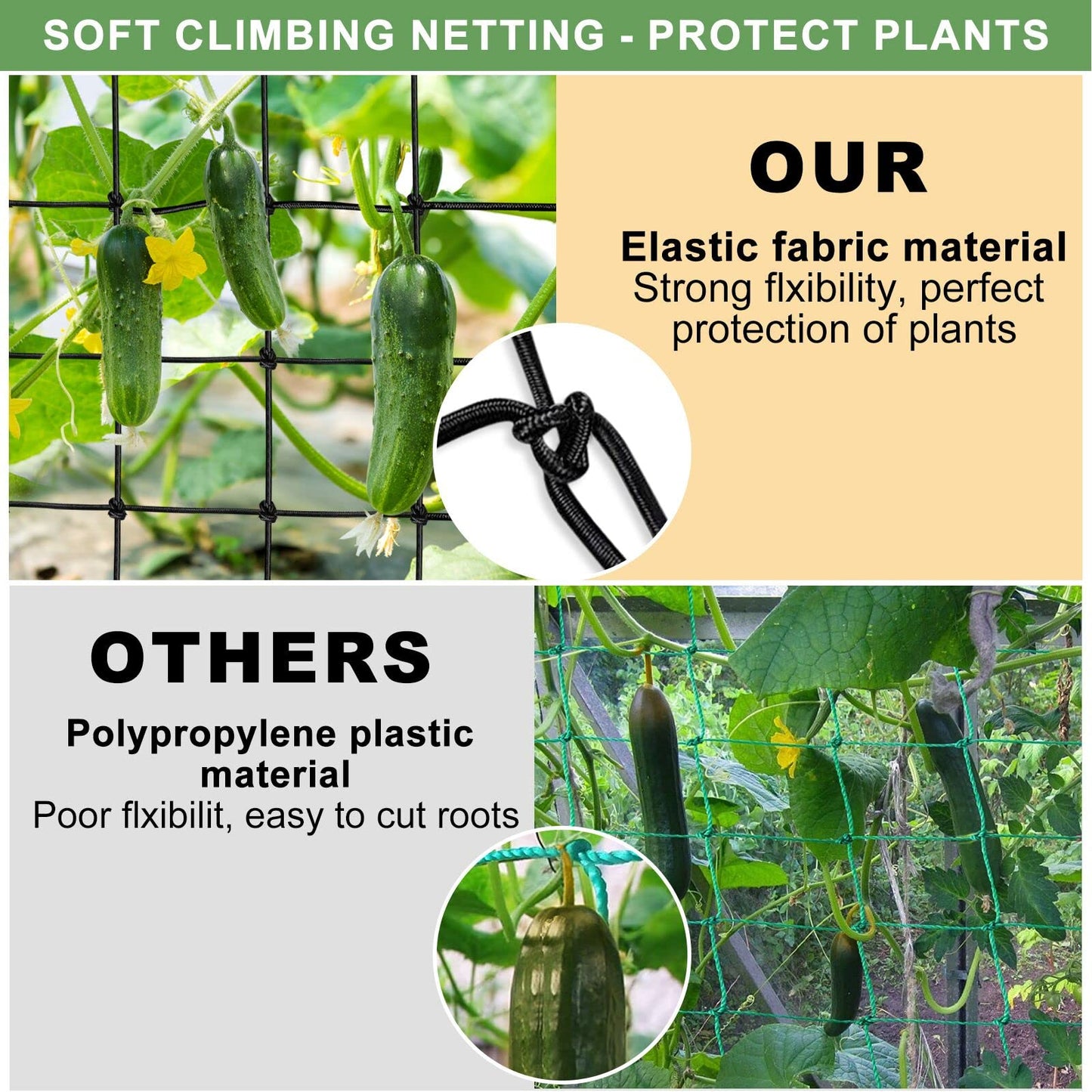 BSTPCOO 2x4 Trellis Net for Grow Tent, Stretchy Scrog Net Heavy Duty Trellis Netting with Hooks for Climbing Plants Outdoor Indoor Plant Growing Tents, Cucumber Trellis Netting Support for Garden