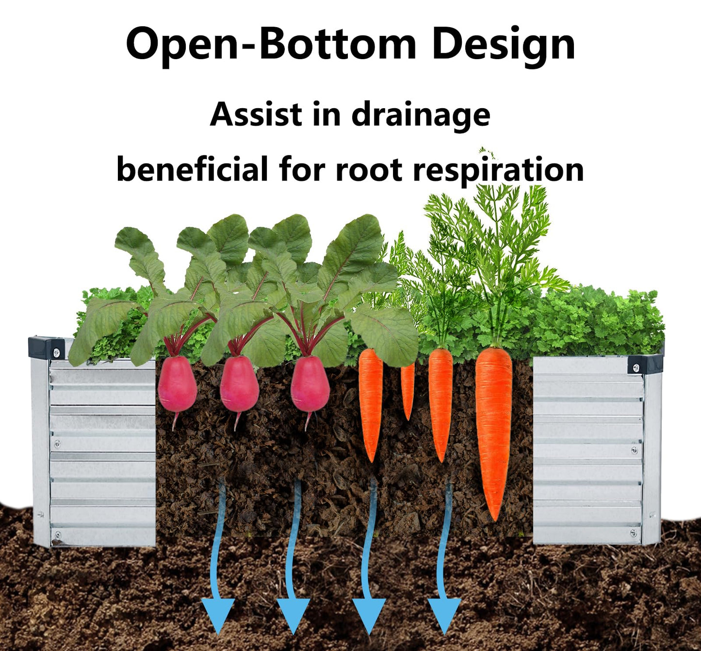 Meberam 2 Pack 12x4x1FT Galvanized Raised Garden Beds Kit Outdoor Metal Gardening Planter Box for Vegetable Elevated Flower Herbs,Silver