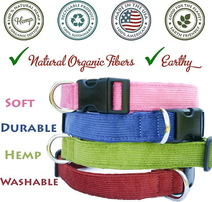 Hemp Corduroy Dog Collar - No Pattern (1/2" Extra Small, Marigold)