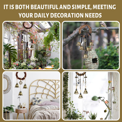4 Pcs Witch Bells Protection Door Knob Hanger Witch Wind Chime, 3.1 Inch Wreath Handmade Door Hanger Bell for Clear Negative Energy Witchcraft,Home Door Doorknob Witchcraft Decor Supplies(Round Bell)