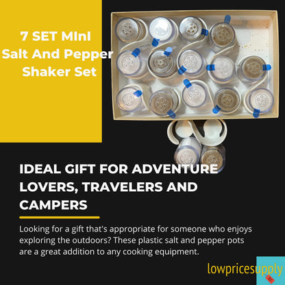 7 SET Mini Salt And Pepper Shaker Set Refillable Hotel Motel, Travel, Camping, Picnic, Outdoors Kitchen Lunch Boxes, Travel Spice Set, Guests, Housekeeping Staff, Salt & Pepper Shaker Set