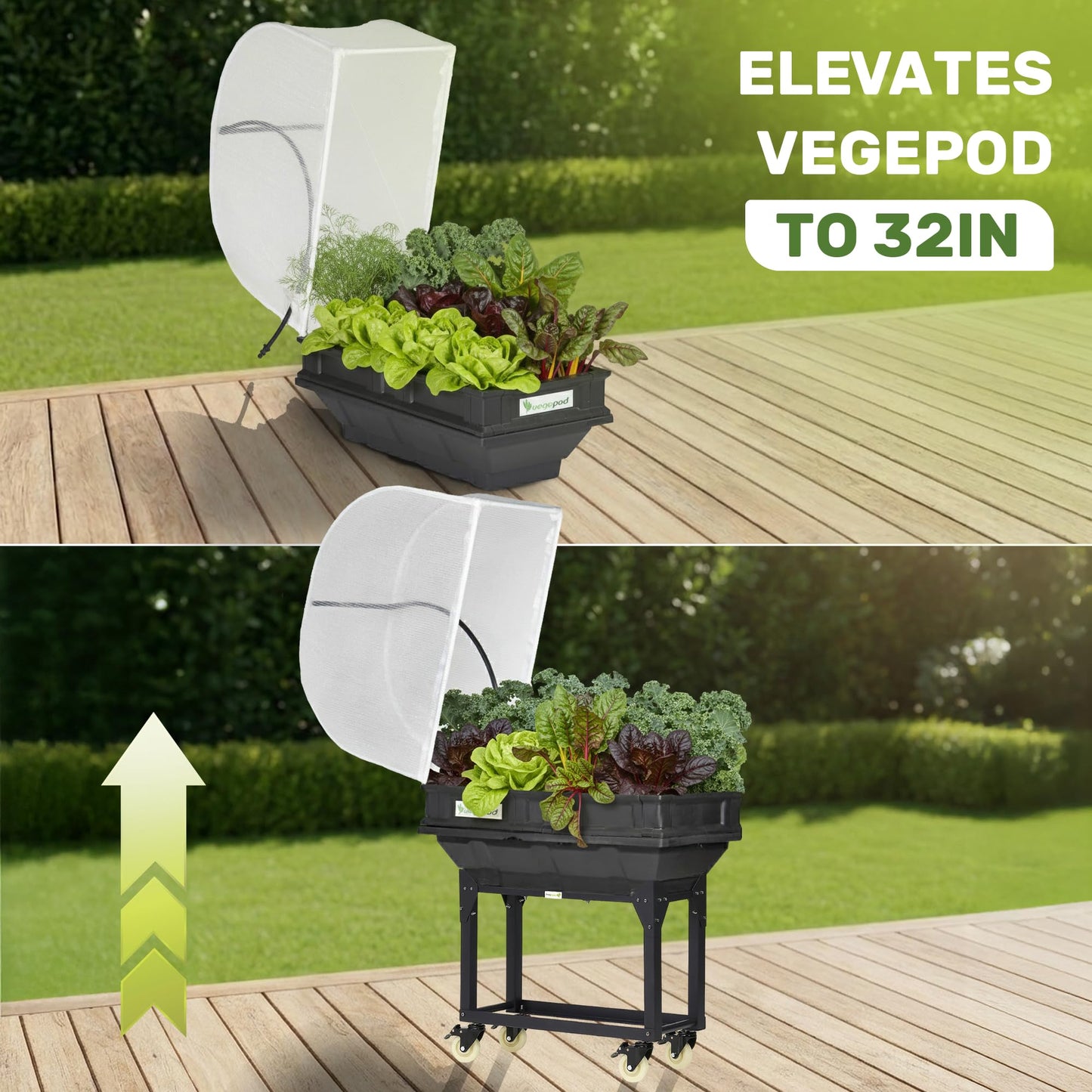 vegepod - Raised Garden Bed - Self Watering Container Garden Kit with Protective Cover, Easily Elevated to Waist Height, 2 Years Warranty (Small, Trolley)