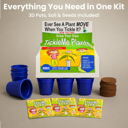 TickleMe Plant Deluxe Family Greenhouse Kit - Grow the Playful Plant that Closes Its Leaves When Tickled! Includes Mini Greenhouse, 3 Seed Packets, Soil Pellets & Pots - Fun Indoor Gardening Gift