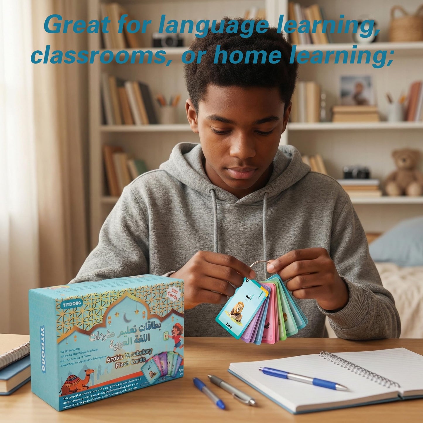 Arabic Flash Cards - Arabic Vocabulary Flash Cards for Beginners and Toddlers, Kids, Teens and Adults Include First Words, Nouns, Verbs