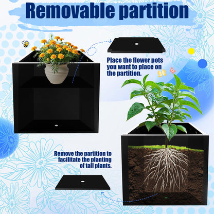 Srehloe Metal Planter Box for Outdoor Plants 36" x 12" x 24" Large Rectangular Planter Cube Steel Heavy Duty Flower Pot with Insert Shelf and Drainage Holes Suitable for Patio Yard Garden Porch Hotel