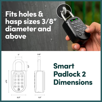 igloohome New Smart Padlock 2 (SP2), The Toughest Smart Padlock – Share Access from Anywhere with the Mobile app (iOS/Android) – No WiFi Needed, Waterproof & Rechargeable