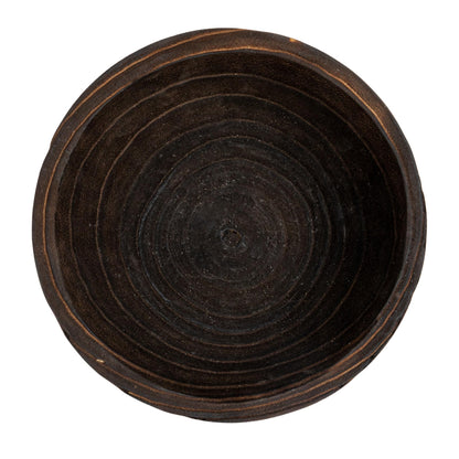 Creative Co-Op Round Paulownia Wood Pedestal Bowl, Marbled Brown Finish
