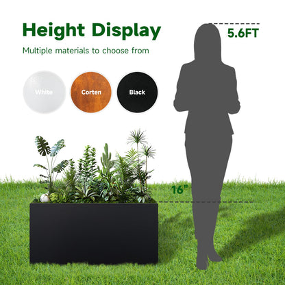 GZLVSOW Rectangular Steel Planter 36" L x 12" W x 16" H Metal Rectangle Outdoor Planter Metal Heavy Planters Box Indoor & Outdoor,Commercial & Residential (36 x 12 x 16,Black)