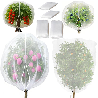 Garden Mesh Netting with Drawstring & Zipper,4PACK Mesh Netting Pest Barrier Protection Bird Mosquito Net Plants Cover for Patio Vegetable Plants Fruit Tree (4FTx5.9FT+2.3FTx3.3FT)