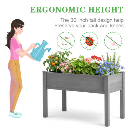 48×24×30 Inch Raised Garden Bed with Legs, Solid Wood Elevated Planter Box Stand with Liner for Outdoor Patio, Backyard & Balcony