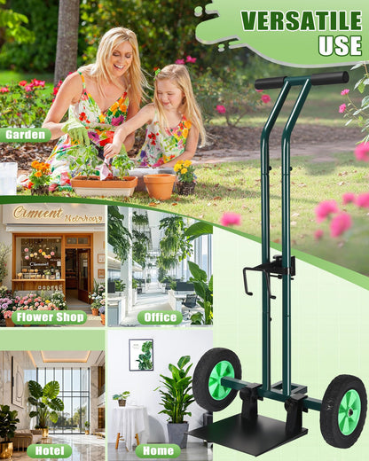 AugFir Plant Caddy with Wheels, 260LBS Rolling Plant Dolly Pot Mover with Adjustable Grabbing Arm and Suction Cups, Heavy Duty Garden Trolley Plant Cart with Strap for Indoor Outdoor Planters