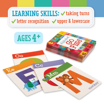 Peaceable Kingdom Alphabet Go Fish Letter Matching Card Game with 52 Oversized Cards Card Games for Kids Ages 4+ 2 to 6 Players