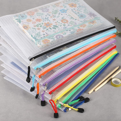 EOOUT 24pcs Mesh Zipper Pouch Bags, for Organizing Storage, Waterproof Zipper Pouches, Letter Size, File Bags for Toys, Puzzle, Board Games