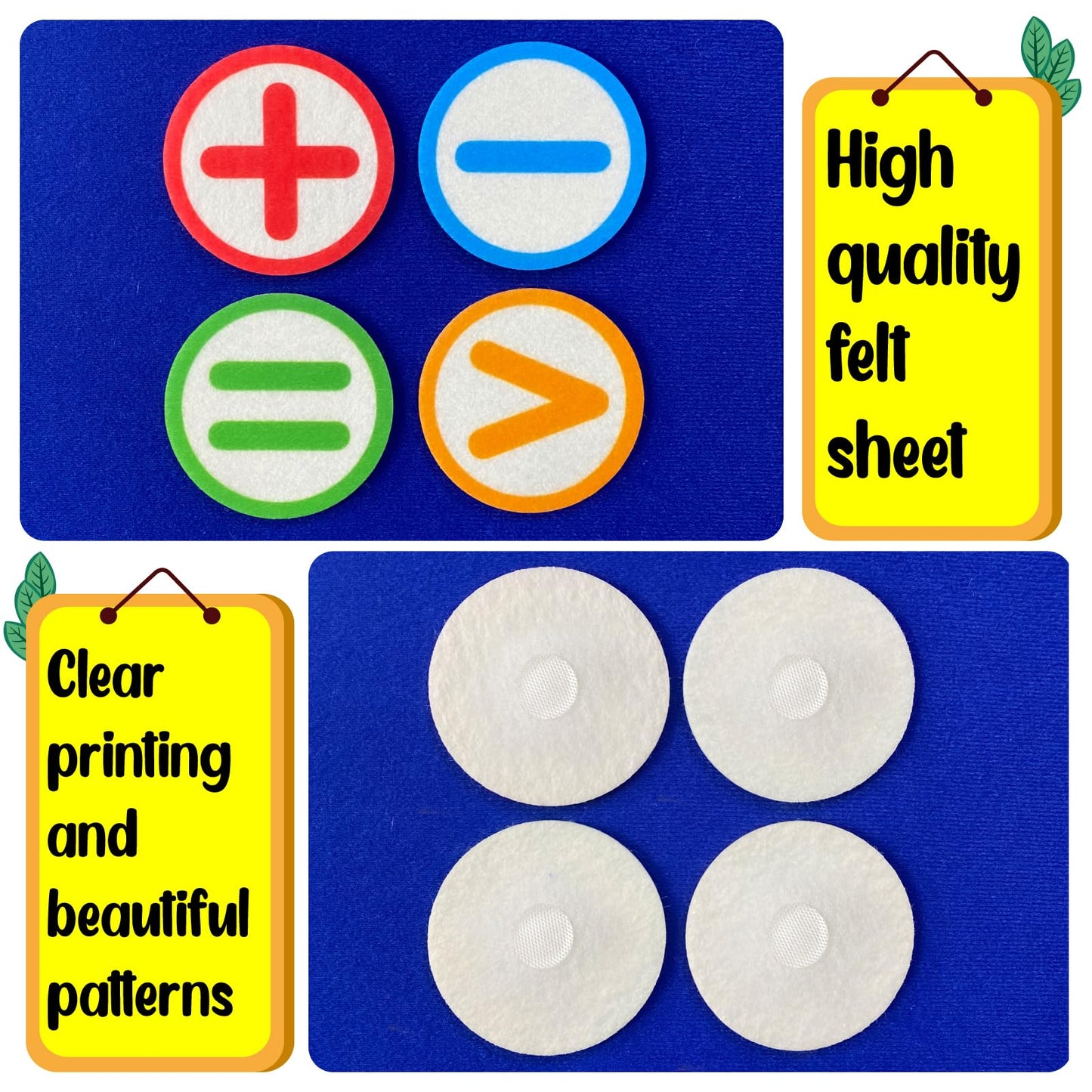 PENGFULL Felt Learning Numbers,44 Felt Flannel Board Pieces,Math Addition and Subtraction Colors Learning for Kindergarten,Preschool,Toddlers