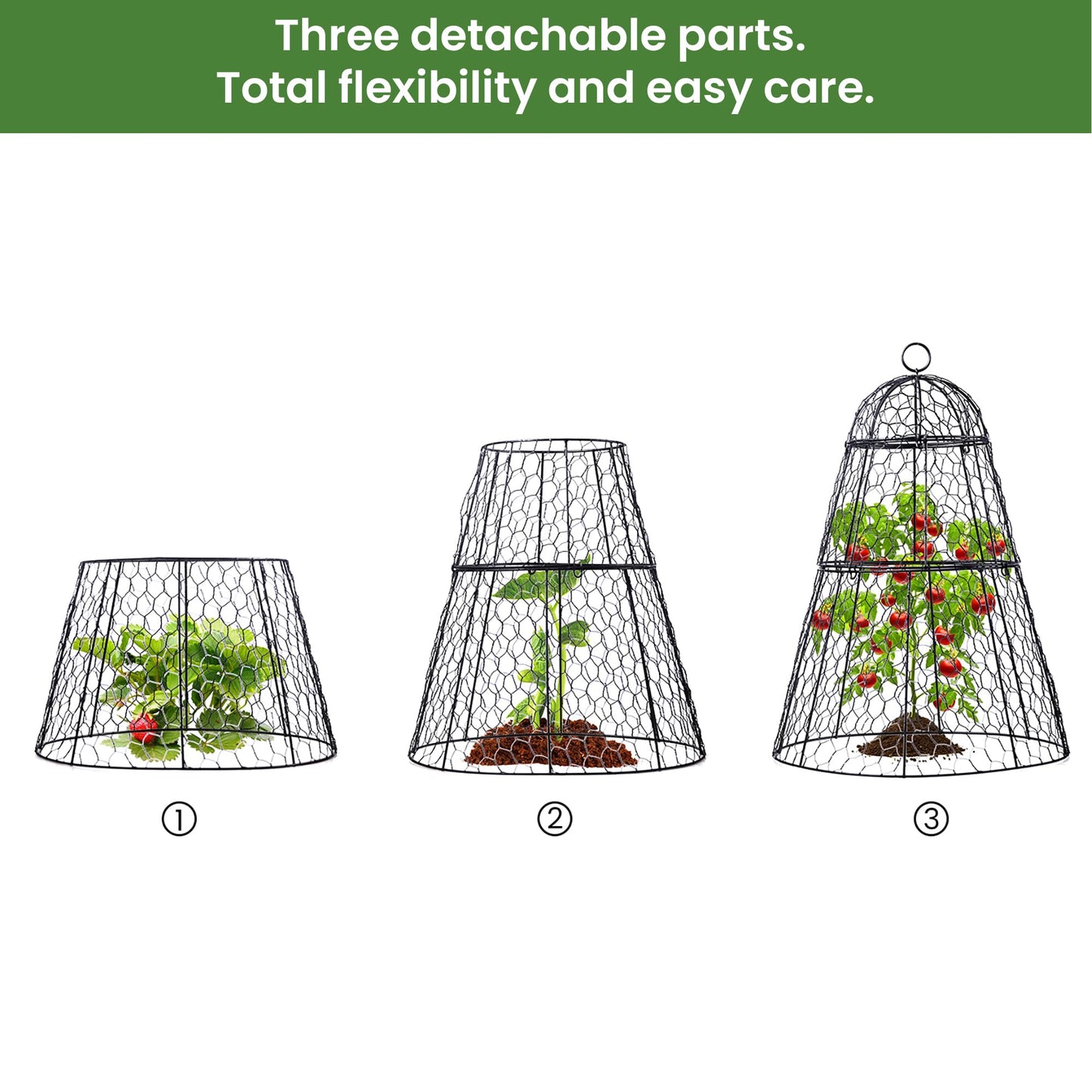 Dadywheels Easy-Snap Open Design Chicken Wire Cloche (6-Pack) - Adjustable Garden Plant Protectors from Birds & Animals for Large Plants & Flowers,14" D x 20" H
