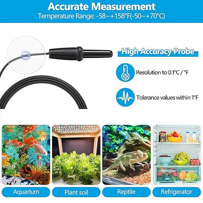 DaToo Aquarium Thermometer with Large LCD Display Fahrenheit/Celsius(℉/℃) Fish Tank Thermometer for Aquarium Reptile Terrarium Digital Water Thermometer with Suction Cup