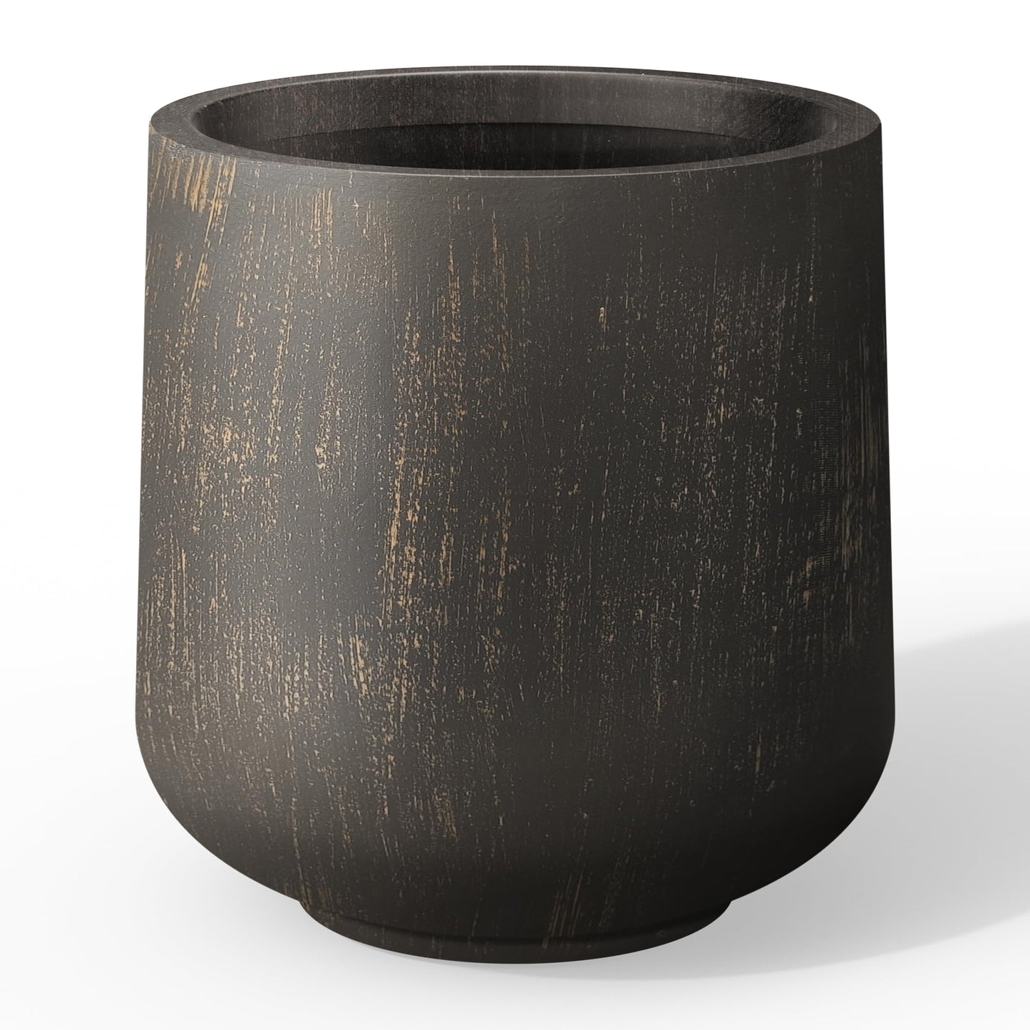 Kante 15.3" Dia Round Concrete Planter, Outdoor Indoor Large Plant Pots Containers with Drainage Hole and Rubber Plug for Home Garden Patio, Oil Rubbed Bronze
