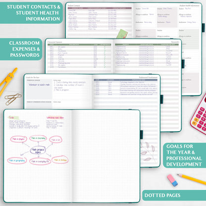 Legend Teacher Planner – Undated Lesson Plan Book for Teachers with Weekly & Monthly Calendars - Classroom Organization & School Year Planner – 8.5”x11.5” Hardcover (Viridian Green)