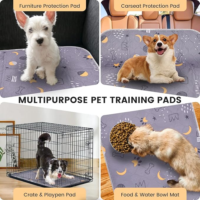 UPSKY Washable Pee Pads for Dogs 2 Pack 48” x 60” Reusable Puppy Pads Waterproof Pet Training Pads, Non-Slip Dog Mats Fast Absorbent Whelping Pads for Playpen, Potty, Crate, Bed