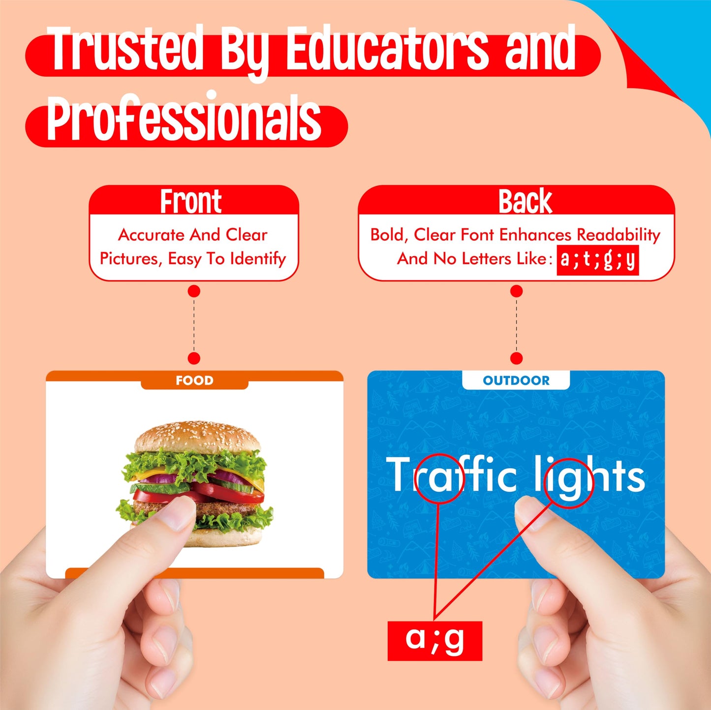 300 Noun Picture-Word Cards, Picture Flashcards Language Builder Visual Aid Speech Development Tool for Autism, ESL Teaching Materials for Adults, Non-Verbal Children Vocabulary Builder for Toddlers