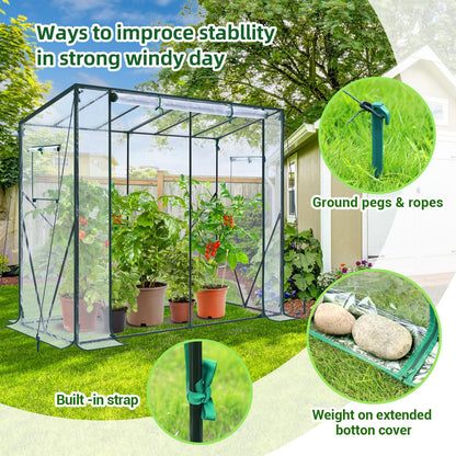 Ohuhu Tomato Greenhouse for Outdoors: Portable Lean to Green House Heavy Duty with Roll-Up Zippered Door, Tall Plastic Greenhouses for Outside Plants Growing Shed Tent for Backyard Transparent