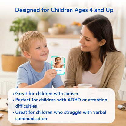 Visual Aid – Kids’ Communication Cards – 30 Durable 700gsm Flashcards for Needs & Feelings