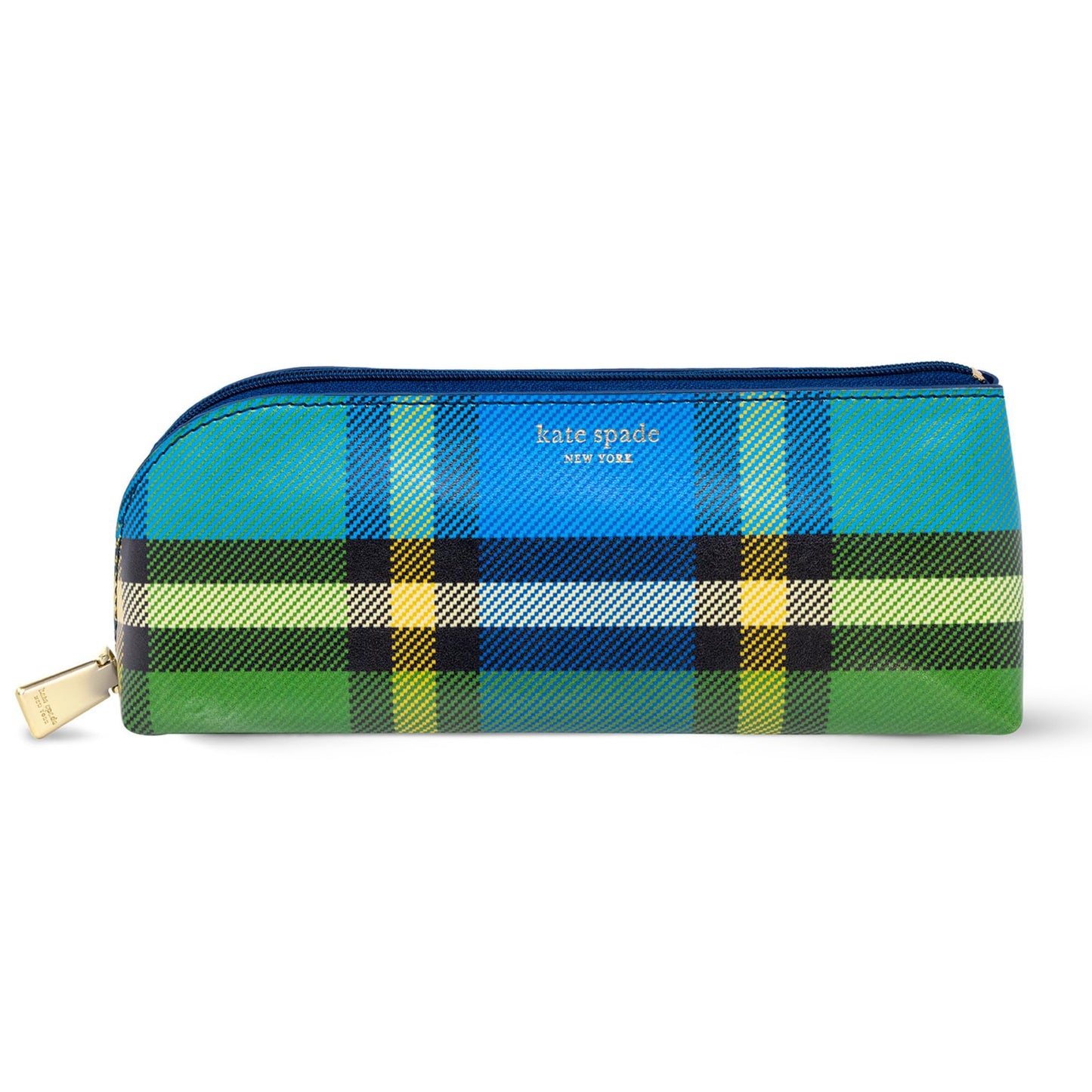 kate spade new york Pen and Pencil Case with Office Supplies, Zip Pouch Includes 2 Pencils, Sharpener, Eraser, and Ruler, Grand Plaid Duo