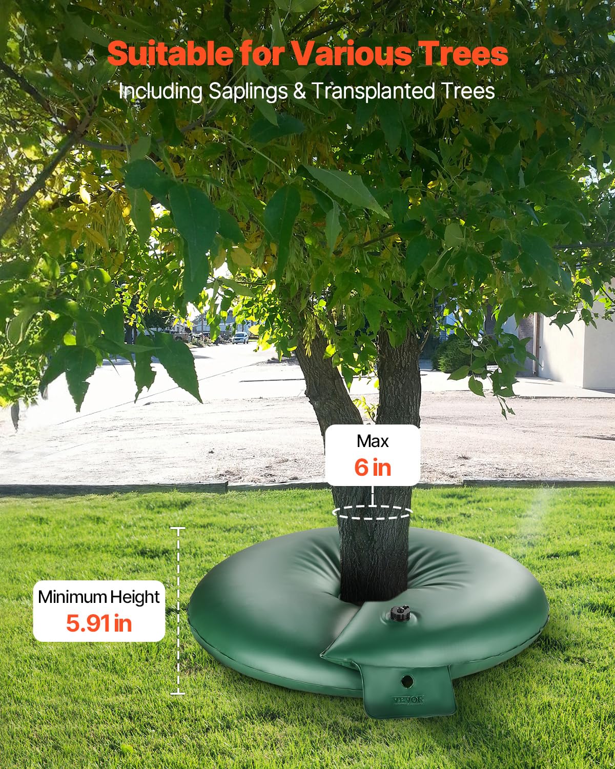 VEVOR Tree Watering Bag Slow Release, 4 Pack 20 Gallons Tree Watering Bags/Ring, Reusable Refillable Tree Irrigation Ring Water Bags, Heavy Duty Watering System for Shrub Tree Root Drip Irrigation