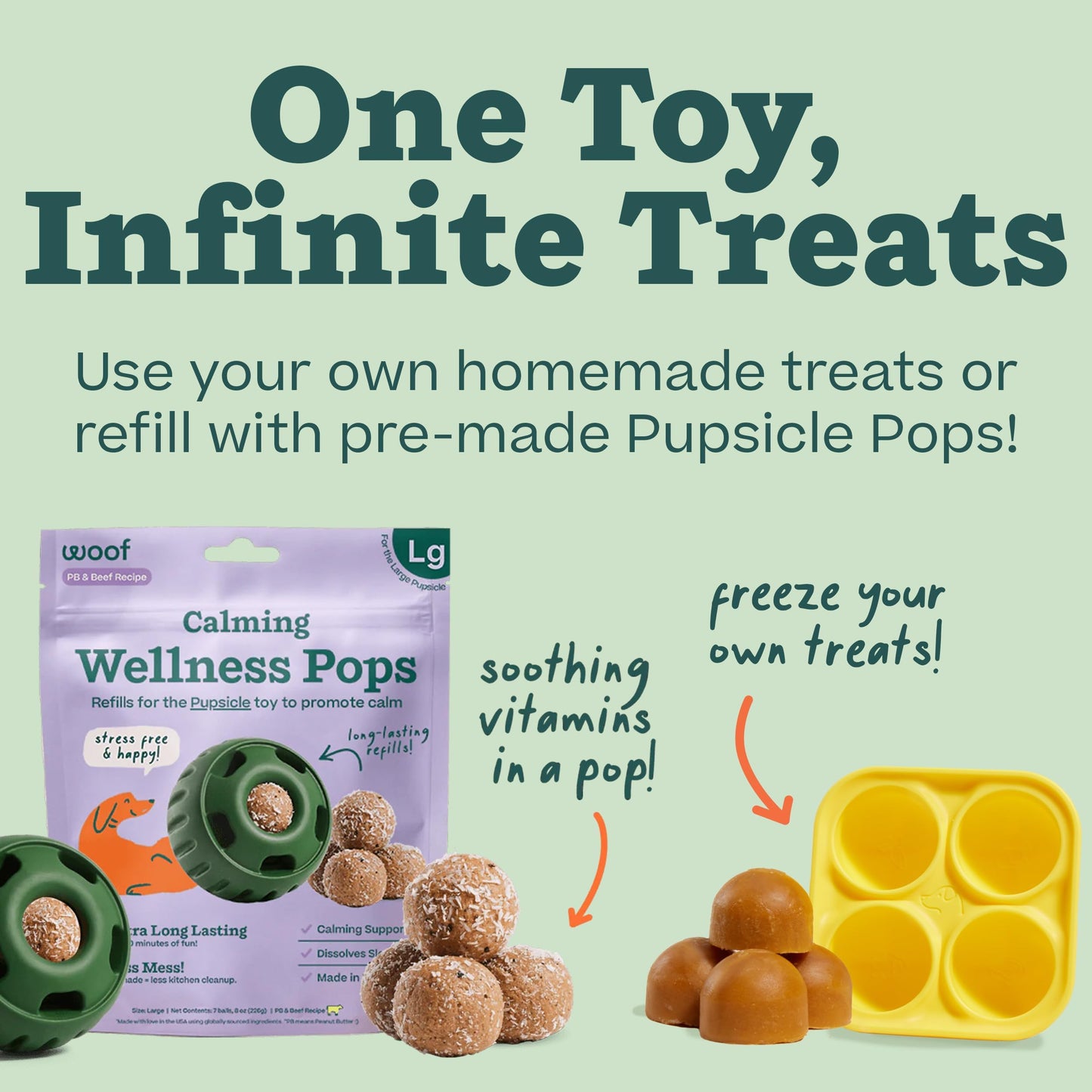 WOOF Pupsicle - Long-Lasting Interactive Dog Toy to Keep Your Pup Busy and Distracted - Safe for Dogs - Low-Mess Design - Dog Toys for Medium and Large Dogs 25-75 lbs