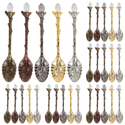 AUEAR, 50 Pack Vintage Crystal Spoons Set Carved Coffee Tea for Home Office Party Supplies