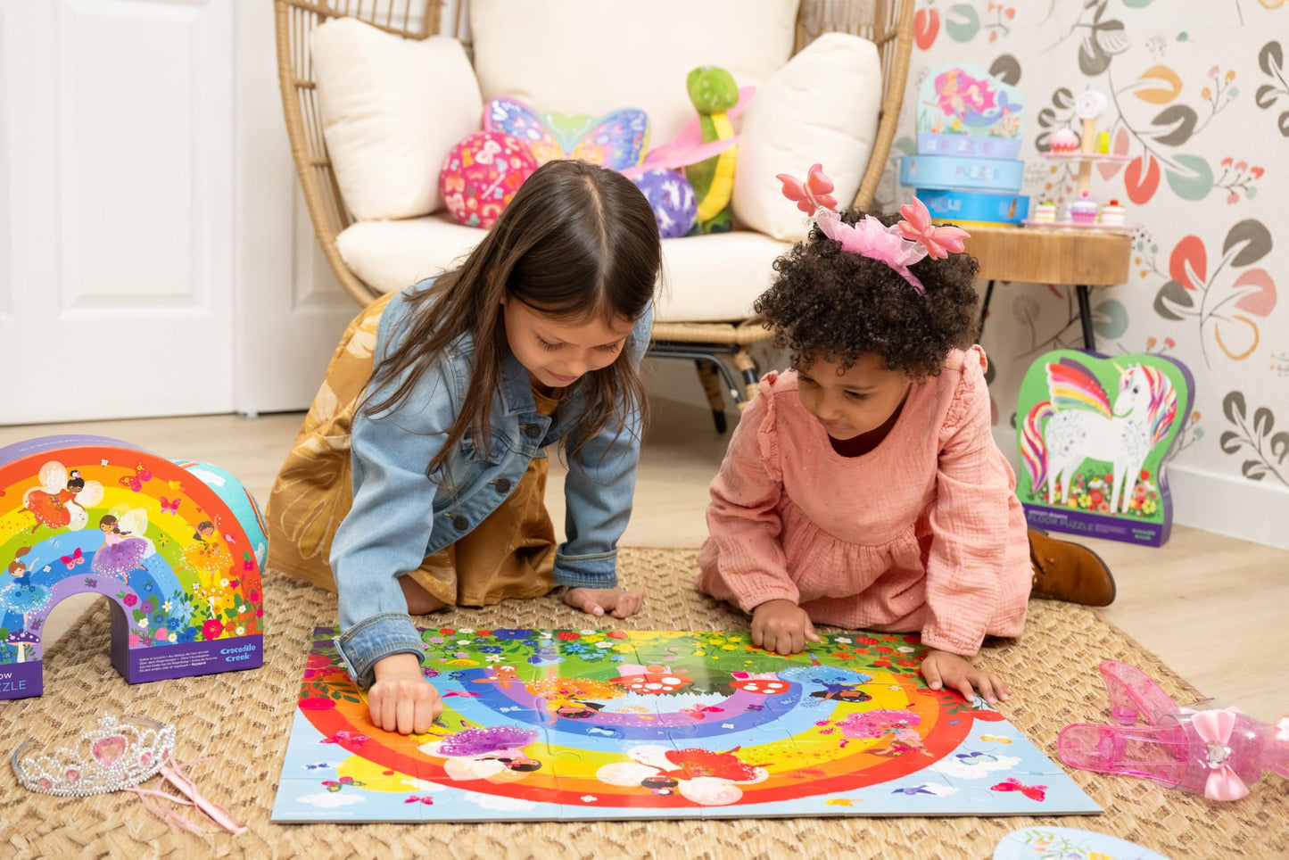 Crocodile Creek 36-Piece Jigsaw Floor Puzzle - Fun Floor Puzzles for Kids Ages 3-5 - Heavy-Duty Shaped Box for Storage - Dinosaur - 24" W x 18" H Finished