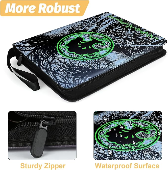 9 Pocket Card Binder, 720 Double Sided Pocket Trading Card Binder, Premium PU Card Collector Album,Card Folder for MTG/YGO/PTCG/Game Cards(Green)