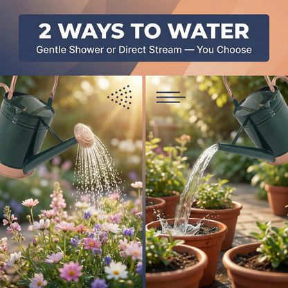 Gardenised 1 Gallon Galvanized Metal Watering Can with Removable Long Spout & Sprinkler Head for Indoor & Outdoor Use Ideal for Garden Flowers Plants Houseplants Modern Home Accessories, Green/Copper