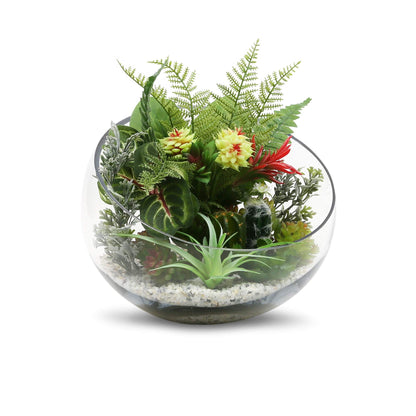 WGV Slant Cut Bowl Glass Vase Bulk, Width 11", Height 9.5", Clear Terrarium, Candy Dish, Fruit Jar, Floral Container for Wedding Party Event, Home Office Decor, 2 Pieces
