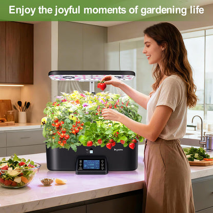 DRYADES 17-Pods Hydroponic Growing System with Dual Fans 24W Full-Spectrum Grow Light & Smart Control Panel for Indoor Gardening for Vegetables Herbs