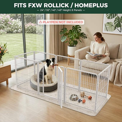 FXW Washable Pee Pads for Dogs, Puppy Pads with Super Absorbent, Specifically Designed for FXW Rollick/Homeplus 24inch 8 Panels Dog Playpen, 39" x 85" Rectangle, Khaki, 1 Pack