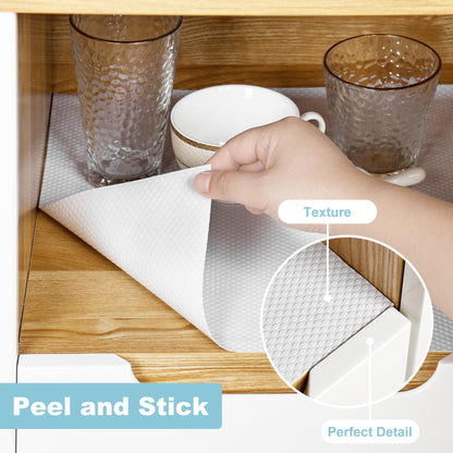 PABUSIOR White Self-Adhesive Drawer Liner: 11.8 Inch x 10 FT Kitchen Cabinet Paper - Easy to Cut Waterproof Shelf Liner for Narrow Pantry Shelves