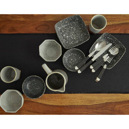 Solino Home Linen Black Table Runner 90 Inches Long - Fringe, 100% Pure Linen 14 x 90 Inch Table Runner for Fall, Autumn, Halloween, Thanksgiving, Christmas, Holiday
