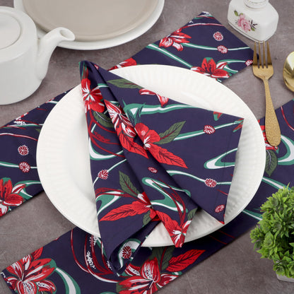 Cloth Napkins10 Pc Cotton Napkin Printed Inch Printed Home Decor Indian Eco Friendly Napkins for Halloween, Thanksgiving, Holiday Daily wedding uses Mix Lot Dinner (BLUE FLORAL, 17 X17 IN)