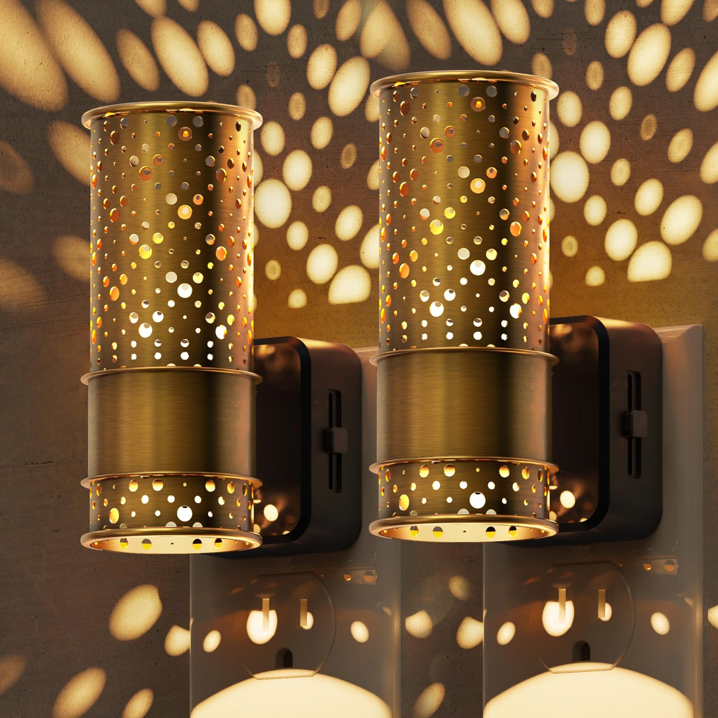 L LOHAS LED Night Lights Plug Into Wall, 2 Pack Plug in Night Light LED with Dusk to Dawn Sensor, 0-100LM Dimmable Nightlight, Wall Sconce-Style Design Nightlights for Bathroom, Hallway,Stairway,Gift