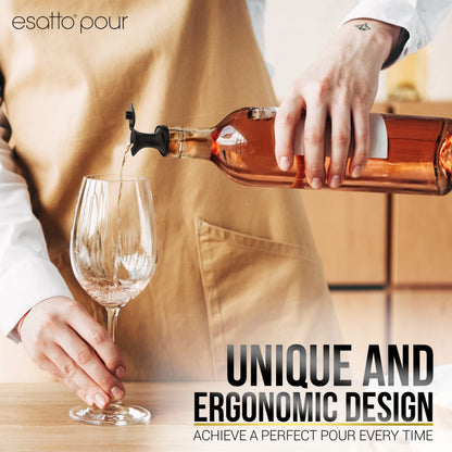 Esatto Round Acacia Wooden Salt Box, Magnetic Swivel Lid, Salt pepper or Spice Storage Box, 2 Wine Pourers Included