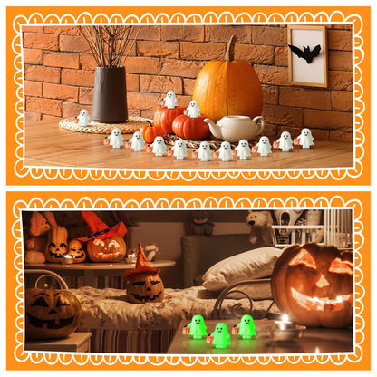 Simgoing 60 Pcs Halloween Mini Ghosts Figures Luminous Little Ghost Figures Glow in Dark Mini Statues Figurines to Hide and Seek Trick or Treat Gifts for Halloween Party Favors Dollhouse Toys