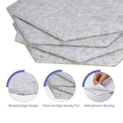 PATIKIL Felt Bulletin Board, 12"x10", 6 Packs Self Adhesive Hexagon Felt Tiles for Sound Proofing Wall Panels for Home Office Recording Studio,Game Room, Silver Gray
