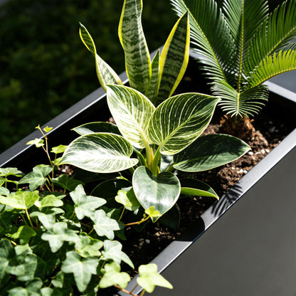 WORTH 36" Large Metal Planter Box, Outdoor Long Rectangular Tall Planter with Insert Shelf & Drainage Holes, Matte Black Standing Plants Box for Patio, Garden, Balcony, 36"Lx11"Wx32"H, Easy to Install