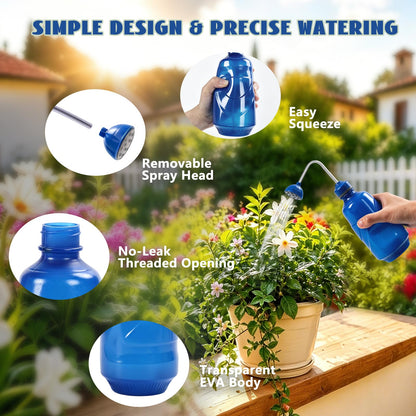 2 Pack Small Watering Can, 2 in 1 Spray Head Functionality, 450ML Squeeze Garden Plant Watering Can for Seedlings Indoor/Outdoor Plants(Blue)